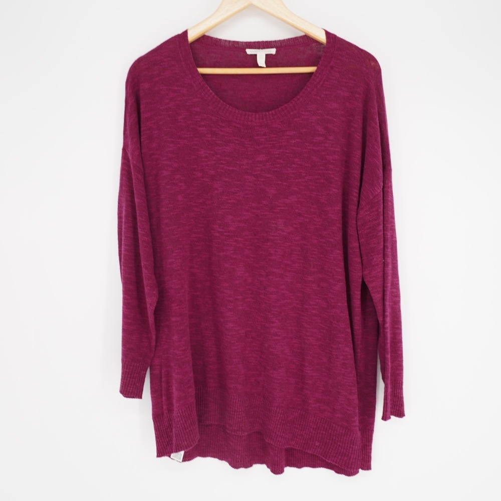 Eileen Fisher Organic Linen Cotton Tunic Sweater Womens M Magenta Transitional - Picture 9 of 10